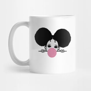 Cute Afro Girl Popping Gum, Black Girl Magic Mug